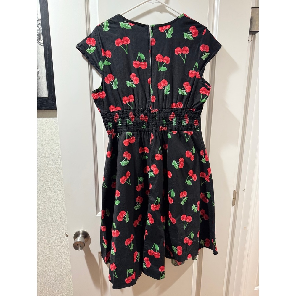 Sara USA Black Dress with Cherry Print, 2X - Picture 3 of 7